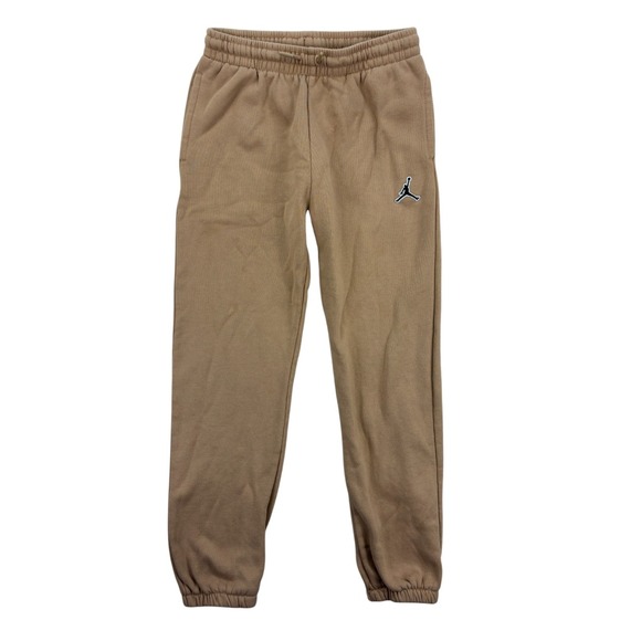 Nike Jordan Sweatpants Kids Boys Size L 12-13 Tan Beige Fleece Jogger Pants - Picture 1 of 14